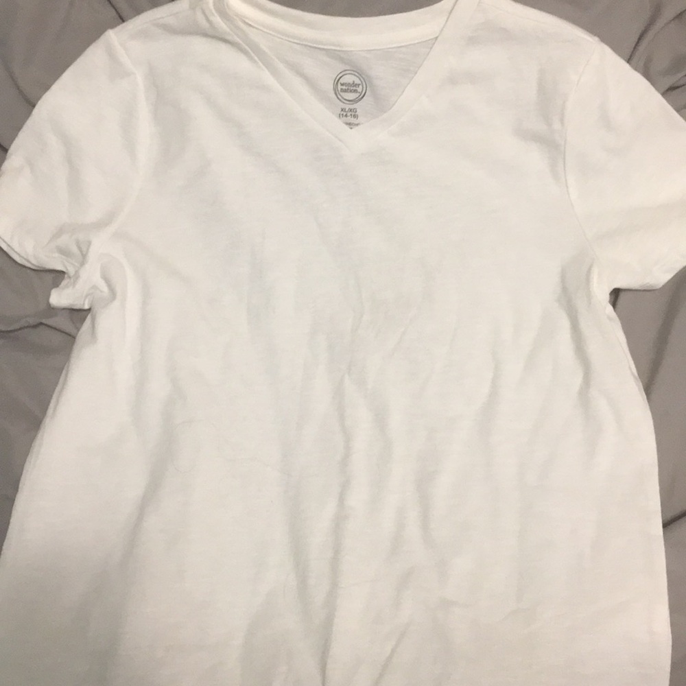 White v-neck tee shirt